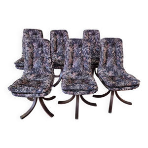 6 chaises années 70 - velours