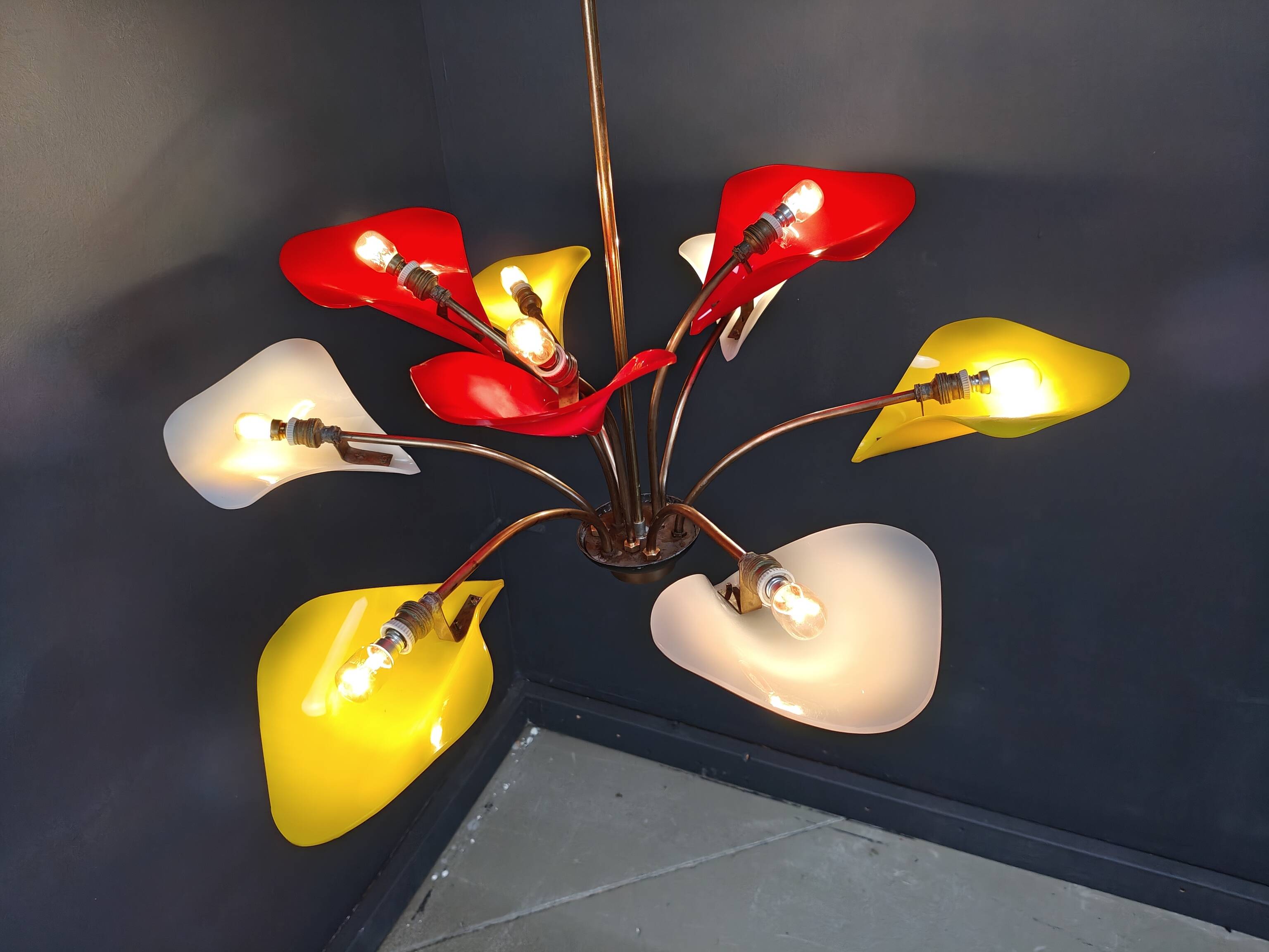 Vintage multi colour italian chandelier, 1960s
