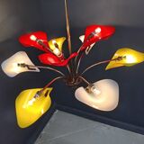 Vintage multi colour italian chandelier, 1960s