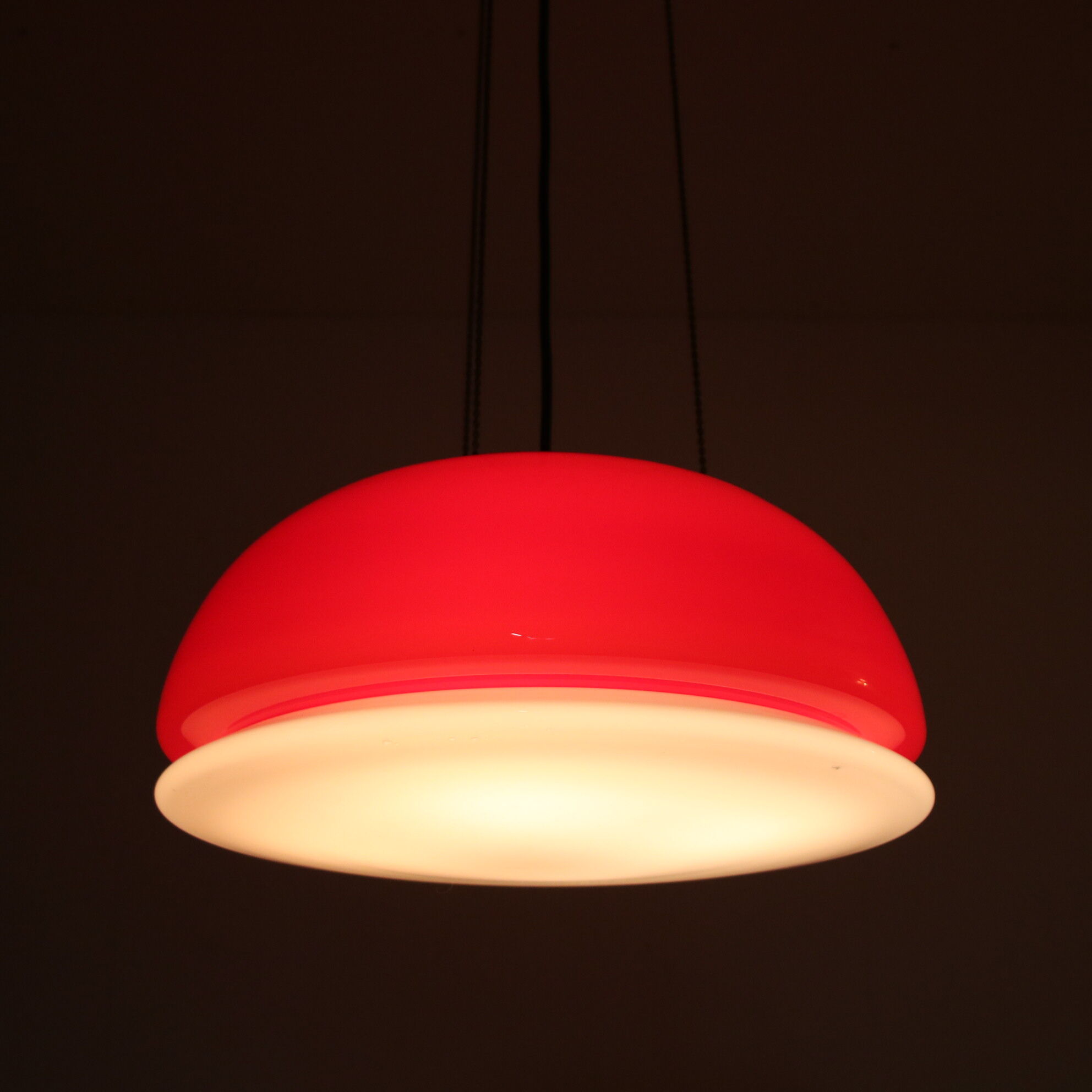1960s Red glass hanging lamp from Italy