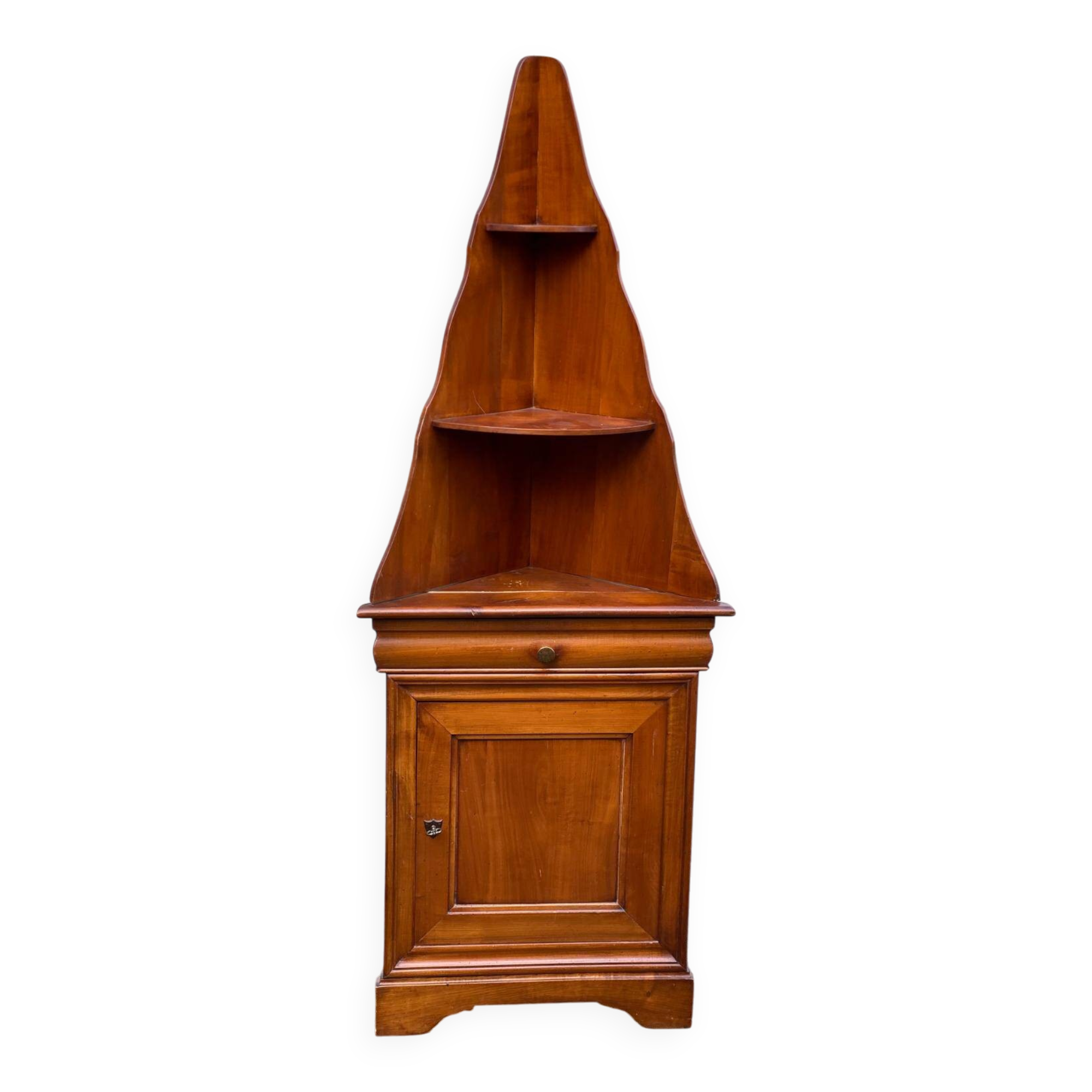 19th-century solid wood corner shelf unit