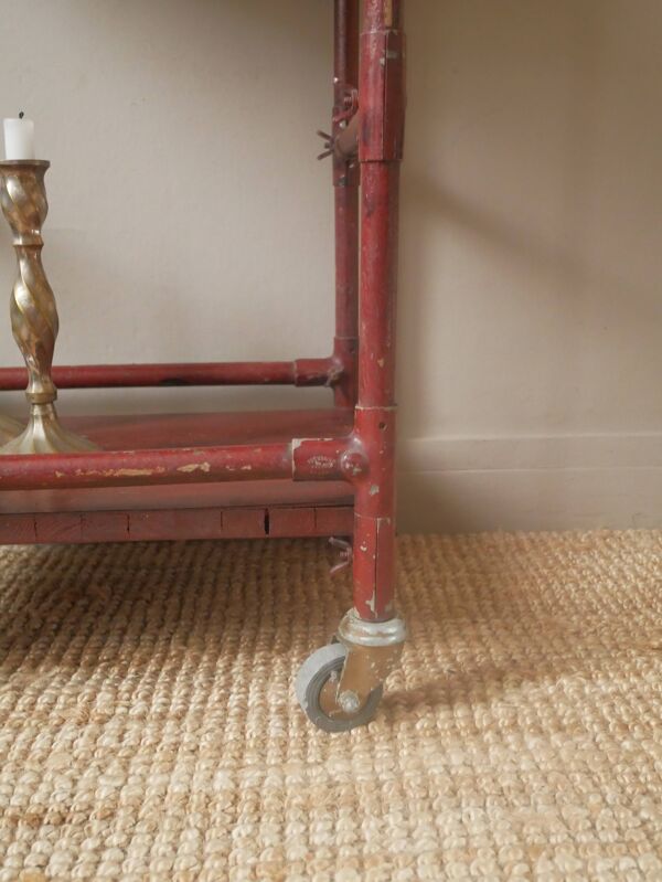 Desserte brocante meuble d'appoint bois patiné usé fabrication artisanale industrielle atelier