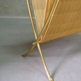 Mid-Century Modern Brass and Bamboo Magazine Rack, Austria 1950s