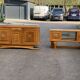 Parisian Art Deco sideboard with 2 sections in solid oak and marble, 1940