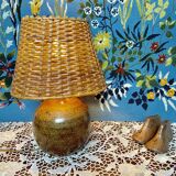 Sandstone and rattan lamp