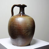 Ancient cruche from the 19th-20th century, artisanal glazed stoneware from Puisaye.