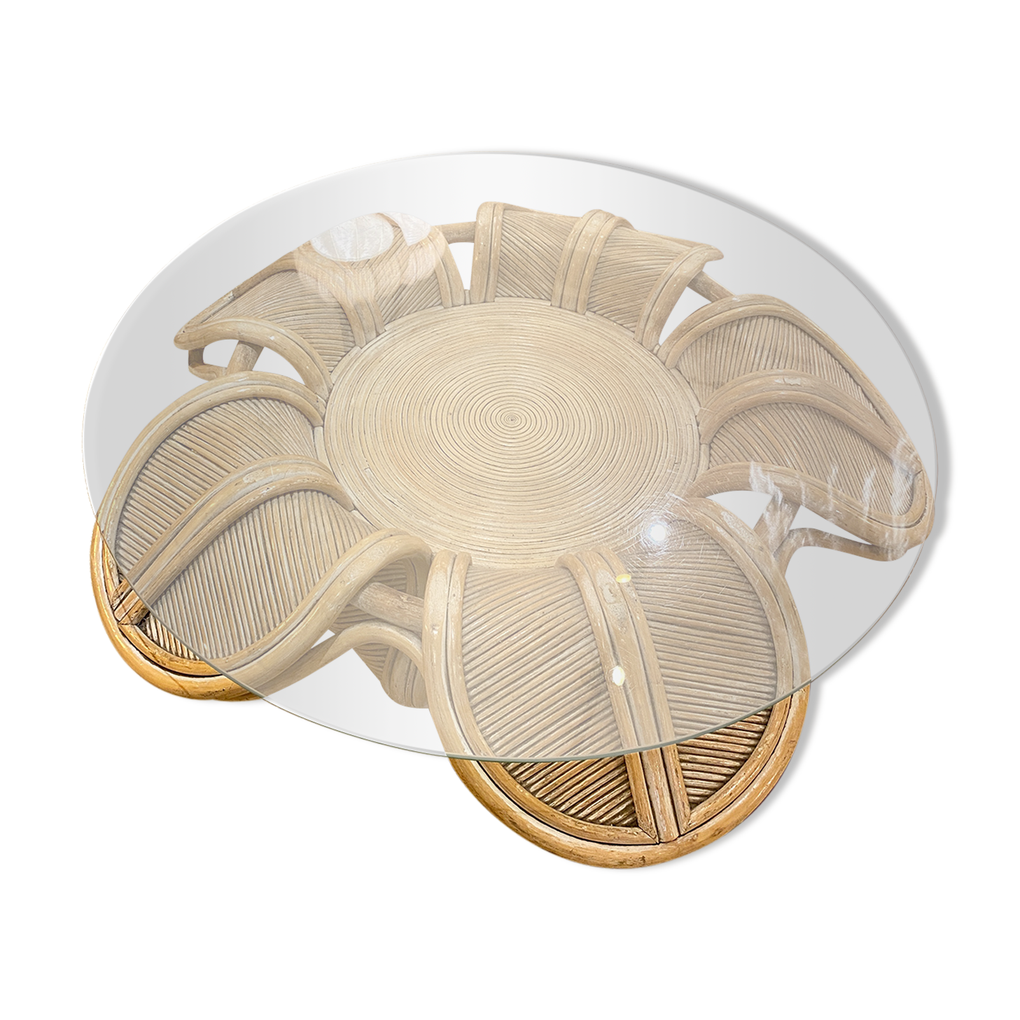 Rattan flower coffee table