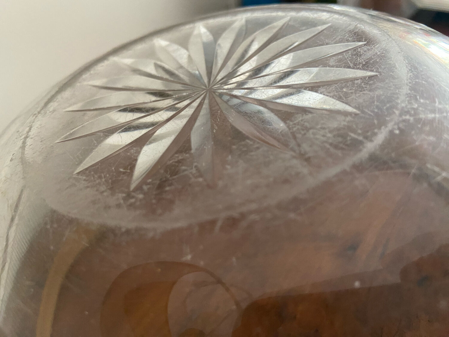 Antique crystal salad bowl