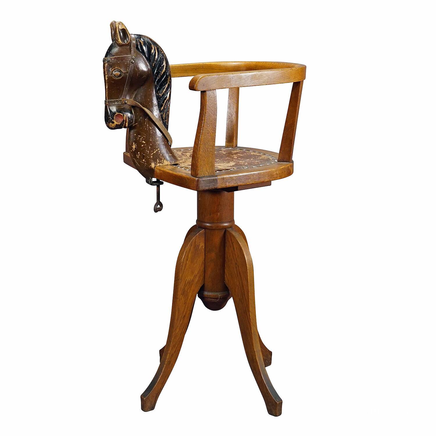 Chaise de barbier antique pour enfants, Allemagne vers 1920.