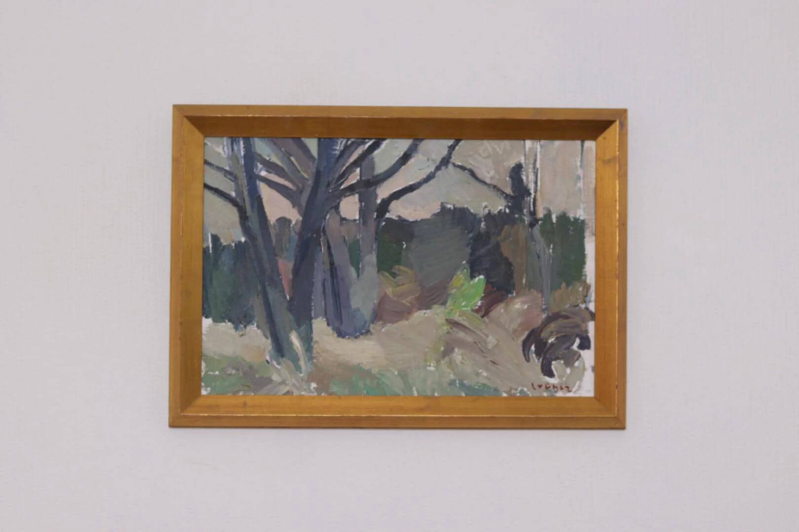 Mid Century Swedish Oil on Panel – “Abstract Woodland” by Bengt Crantz