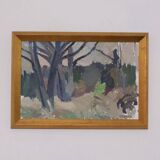 Mid Century Swedish Oil on Panel – “Abstract Woodland” by Bengt Crantz