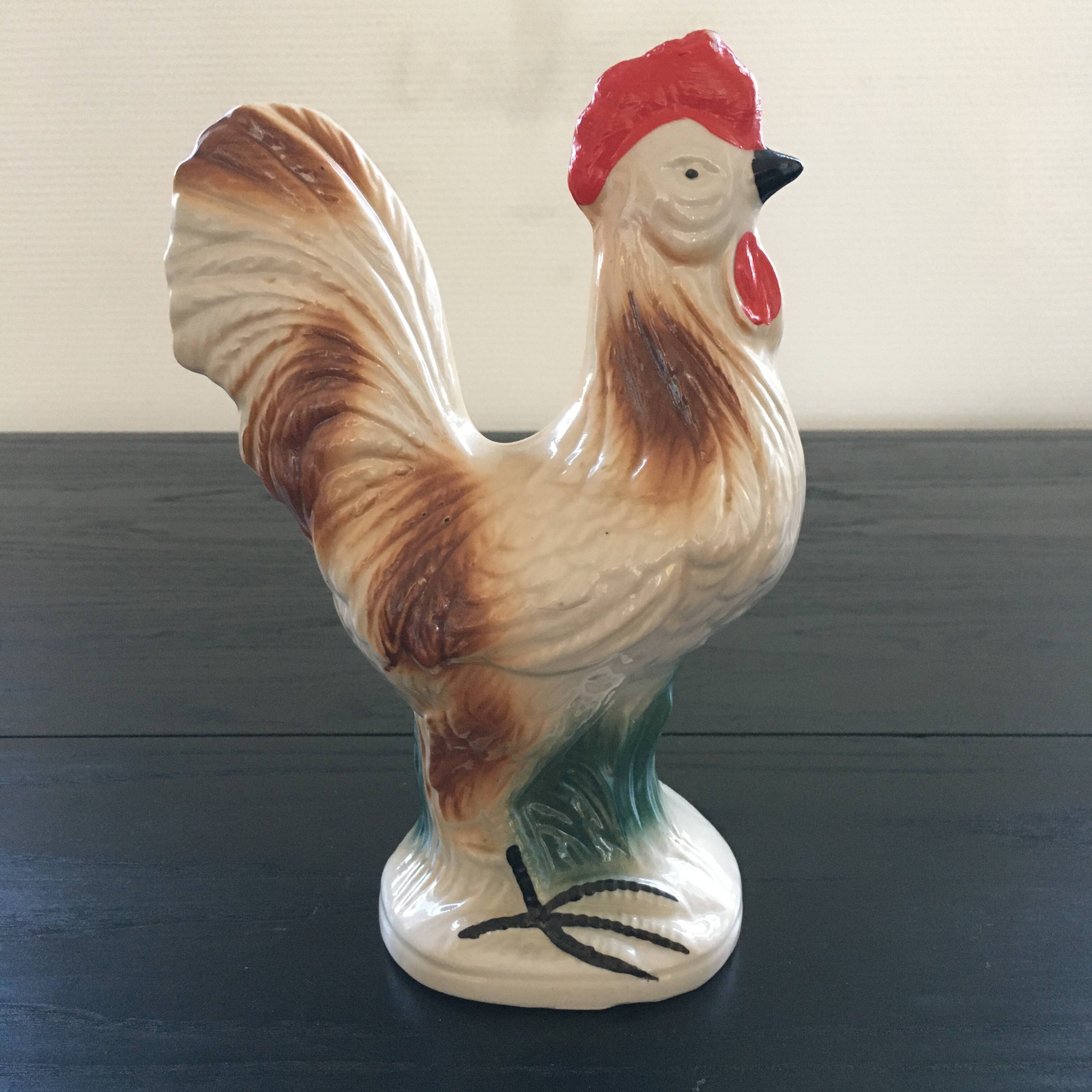 Multicolored ceramic rooster