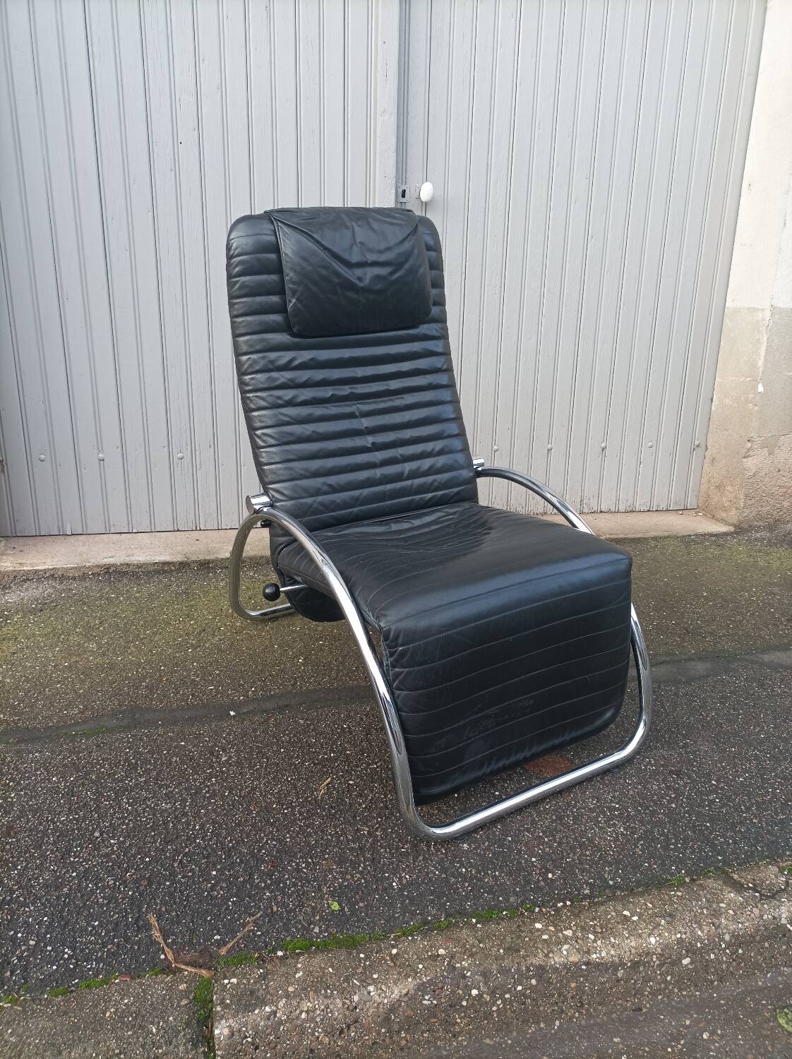Vintage black leather armchair