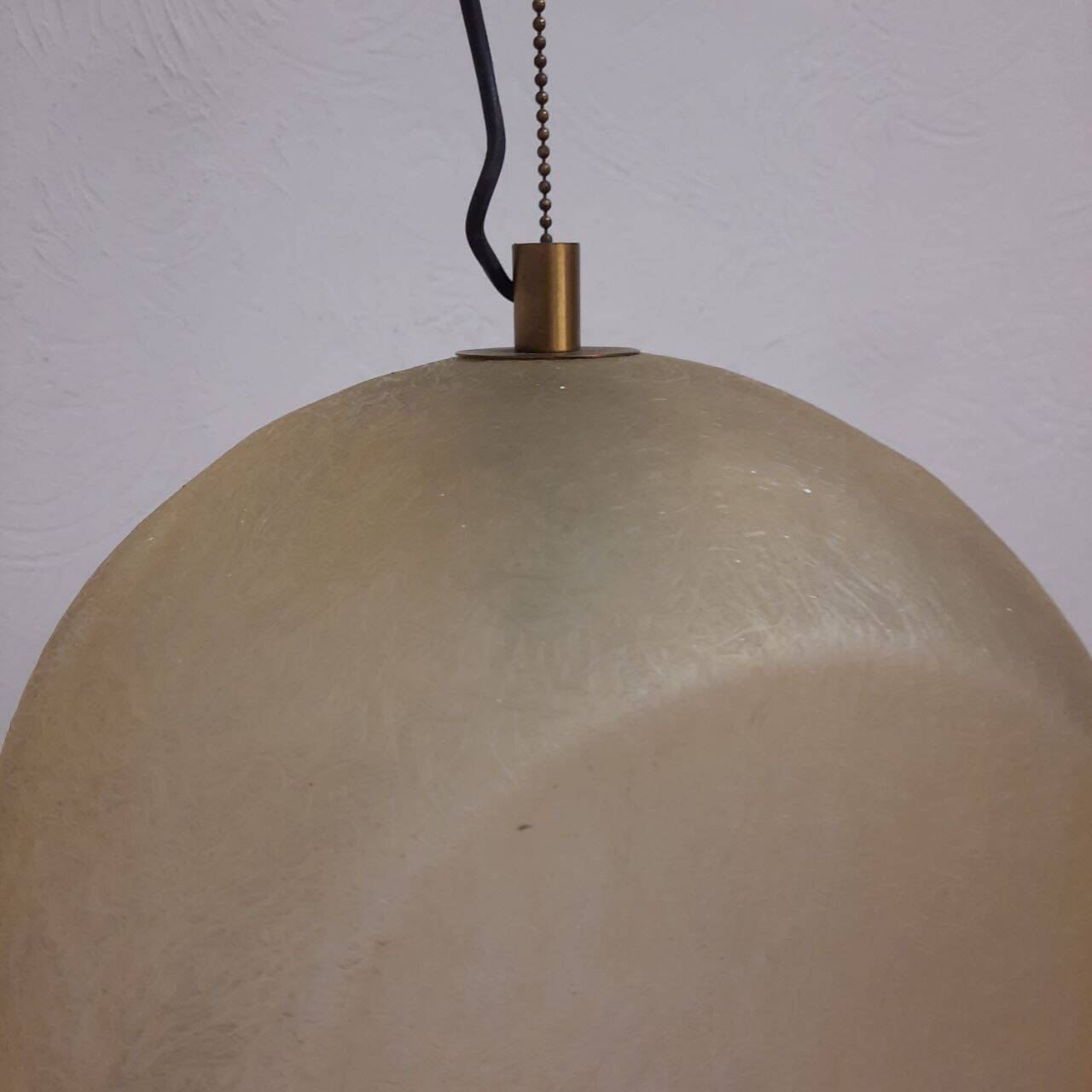 Pair of Lamperti vintage chandeliers in fiberglass and brass