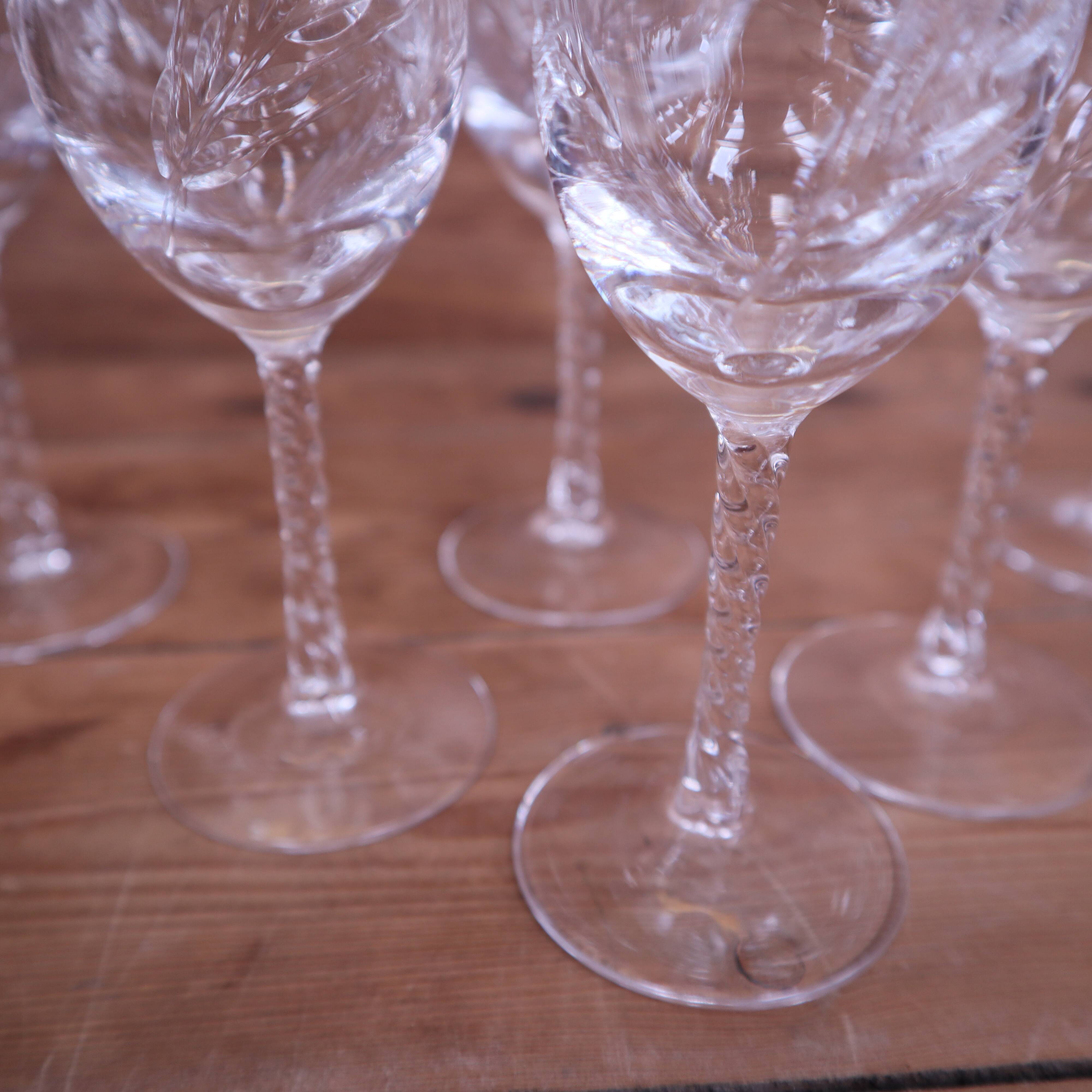 Set of 6 Engraved Crystal Aperitif Glasses, Epi Model