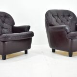 Design, Scandinavian, leather armchairs by Peem, 1970s, Finland