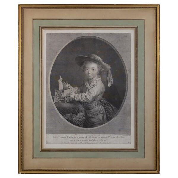 gravure, François Hubert Drouais, ''jeune garçon jouant aux cartes'' XVIIIème