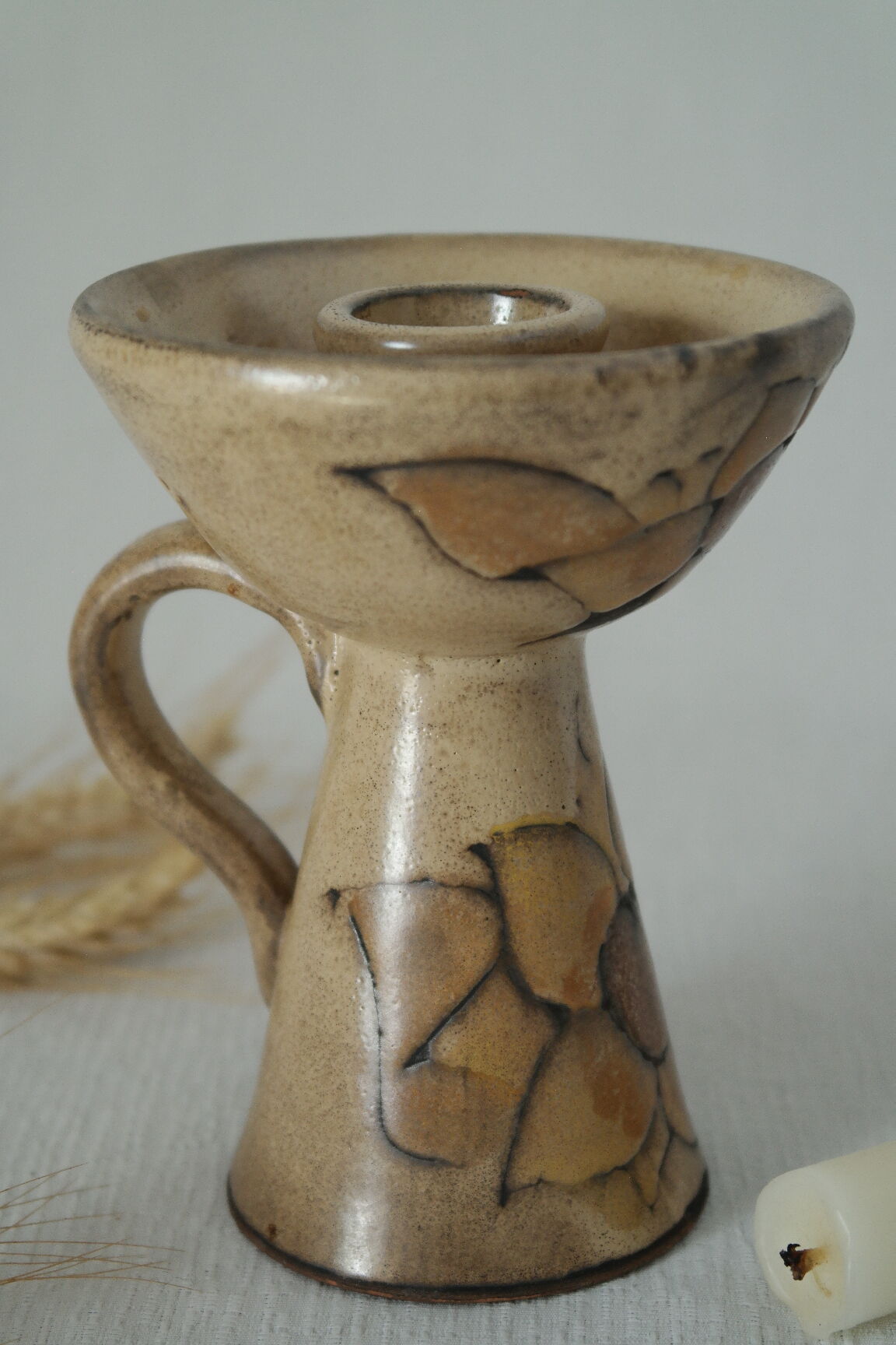 Ceramic candle holder Vallauris decoration Sunflower