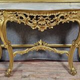 Console Vénitienne et miroir  style Louis XV baroque en bois doré