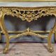 Large Venetian console + Louis XV baroque style mirror in gilded wood