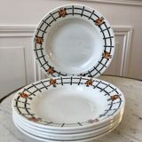 Set of 6 hollow plates badonviller geometric patterns 30s