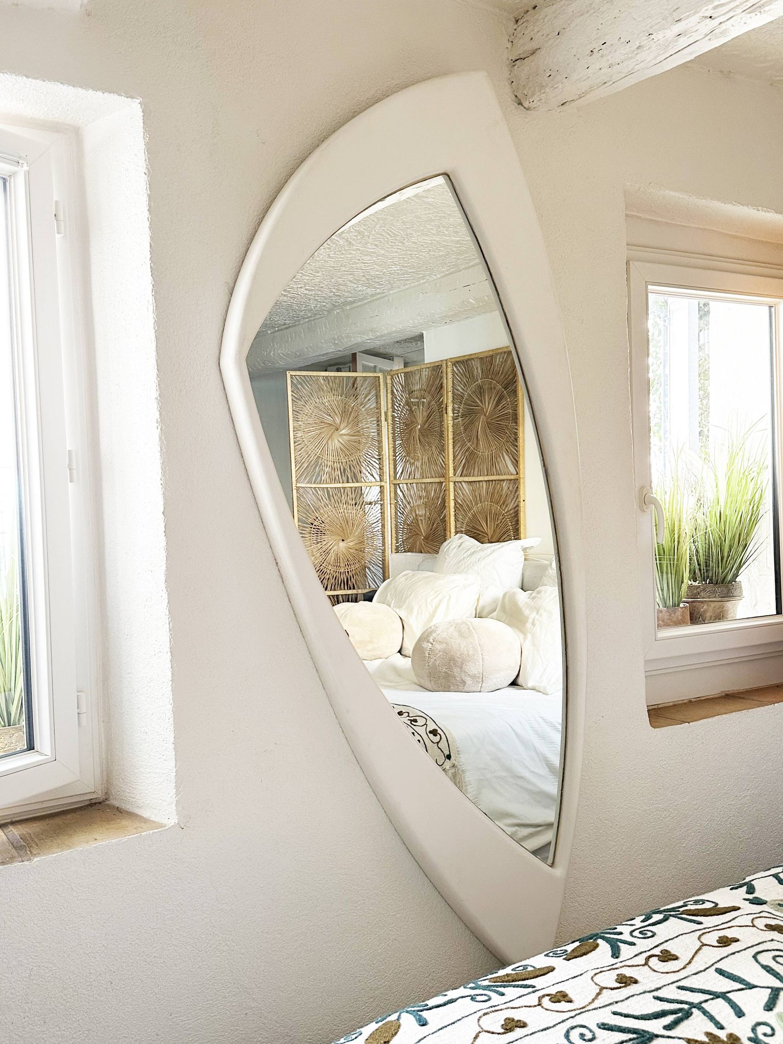 Space Age XXL lacquered wood mirror, France 1970s