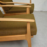 Paire de fauteuils scandinaves kaki, 1960
