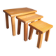 3 nesting tables in vintage elm, brutalist design.