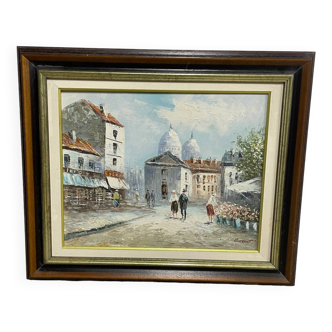 Old town painting signed Burnett