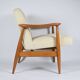 Restored scandinavian armchair "Kedzior", 1960s, cream Cord, teak