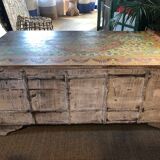 Coffee table chest painted with patterns