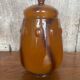 Antique Orange Marbled Glass Jar Pot + Vintage Kitchen Lid #B721