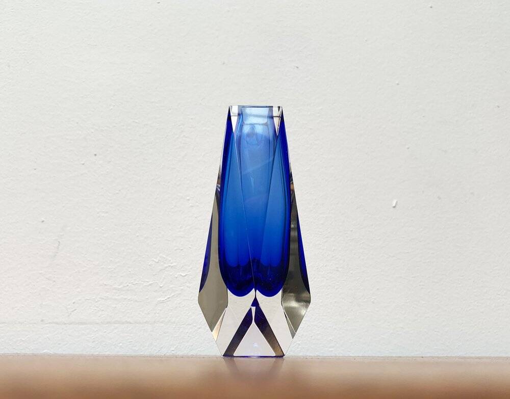 Vintage Sommerso glass vase from Murano by Alessandro Mandruzzato for Mandruzzato, 1970s.
