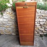 Wooden curtain filing cabinet, good general condition some traces of wear.