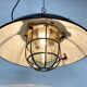 Black enamel and cast iron industrial cage pendant lamp, 1950