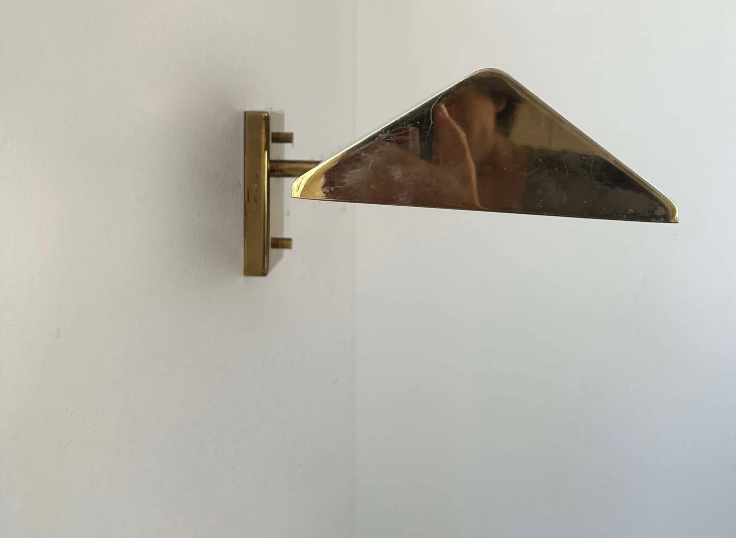 Vintage adjustable wall lamp, solid brass, France 1970