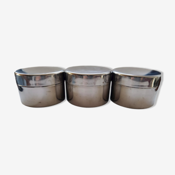 Set of 3 round vintage stainless steel boxes