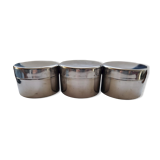 Set of 3 round vintage stainless steel boxes