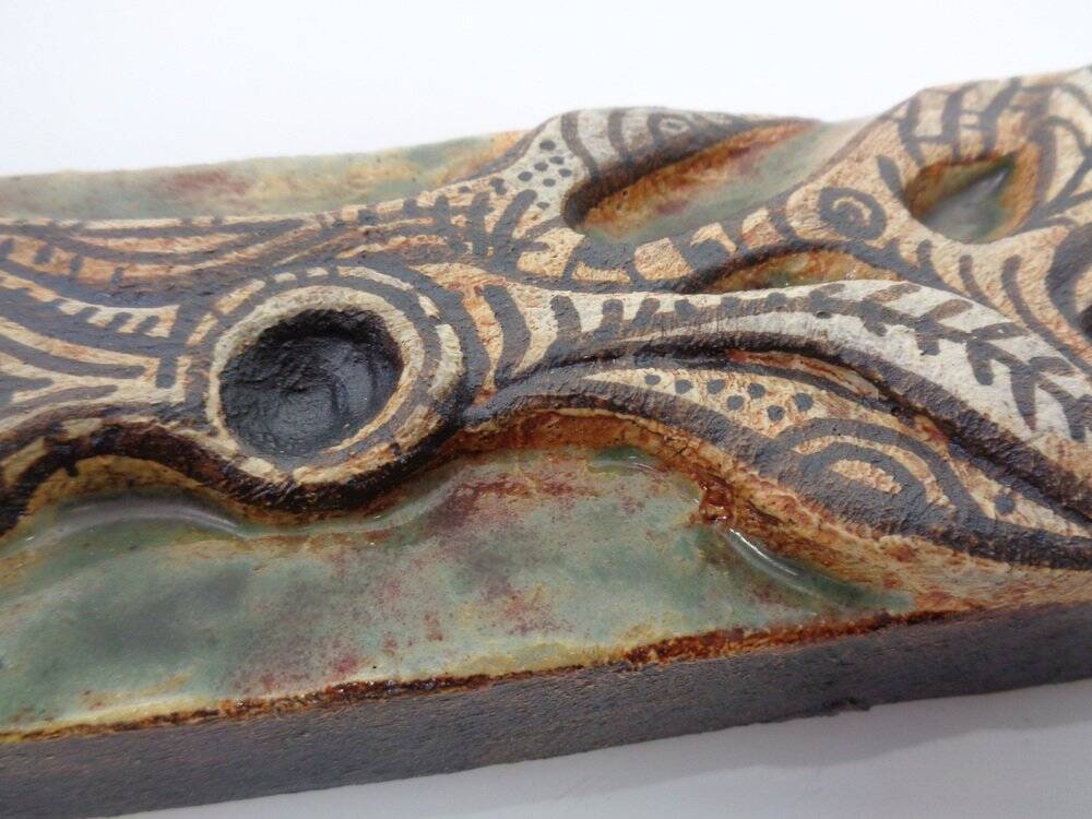 Studio ceramic wall plaque by Gerhard Liebenthron, Germany, 1983