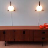 C-1575 teak and opaline glass wall lamp by Eje Ahlgren for Raak 1957