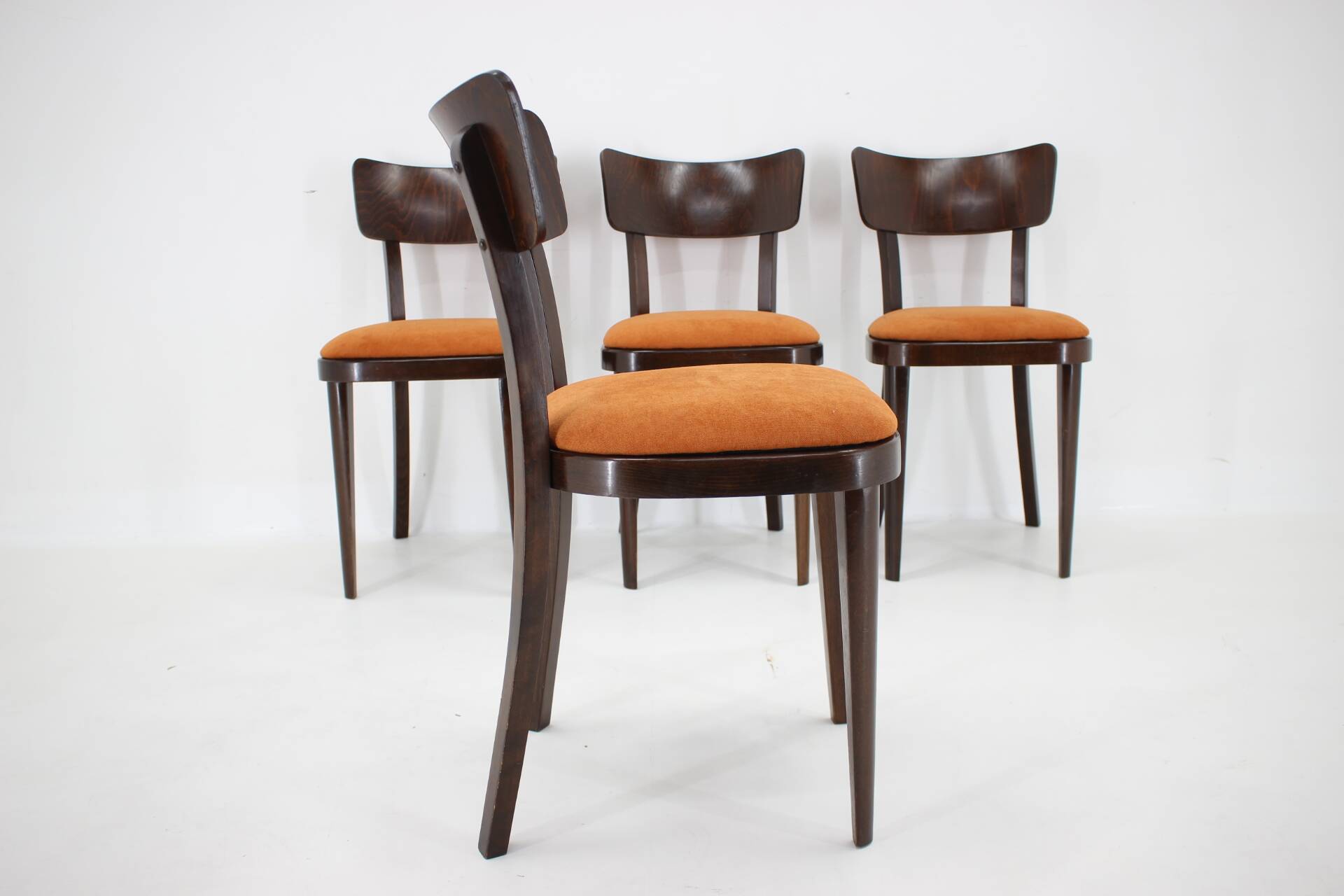 1950s Set of Four Restored Dining Chairs, Czechoslovakia