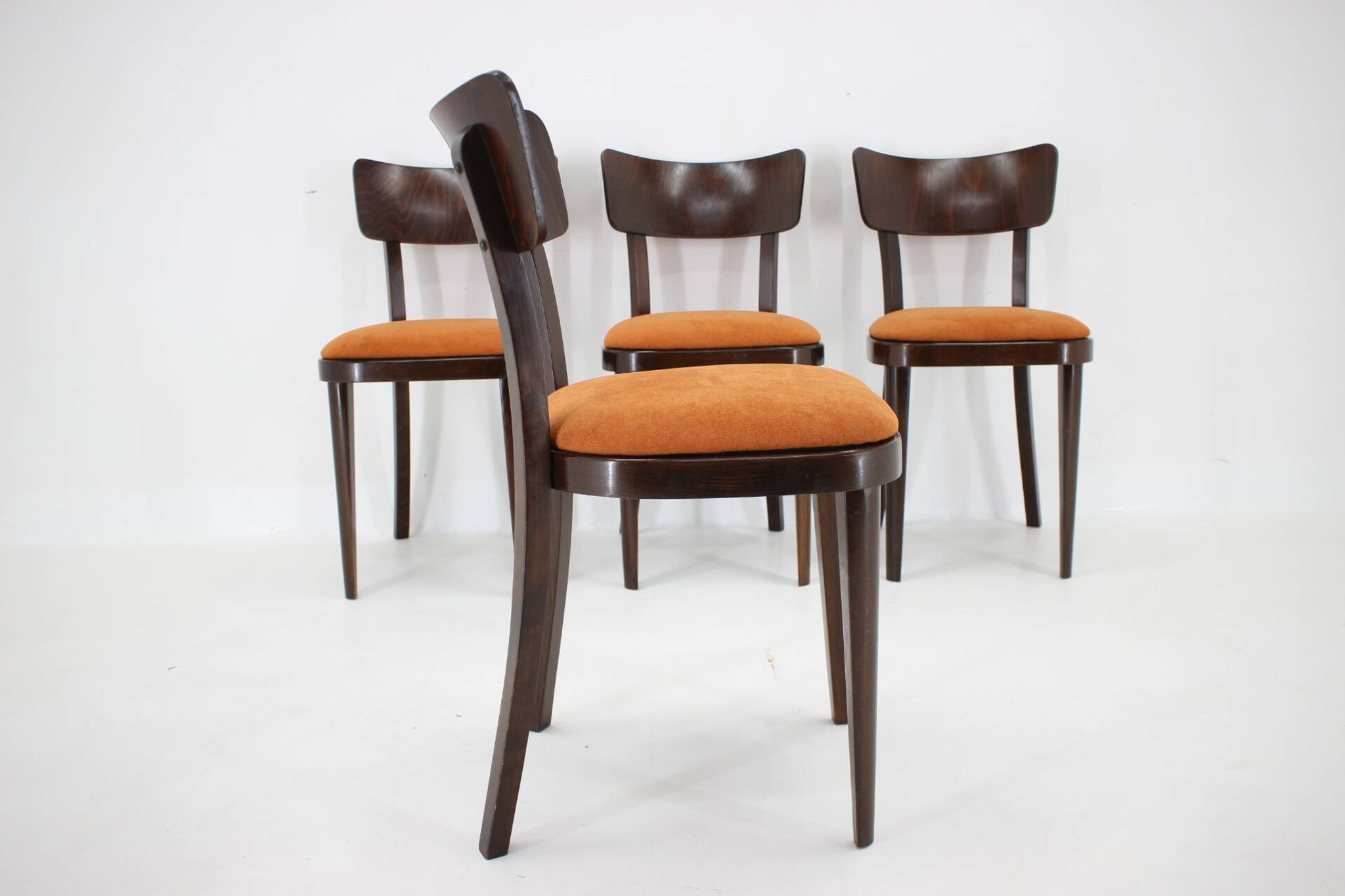 1950s Set of Four Restored Dining Chairs, Czechoslovakia
