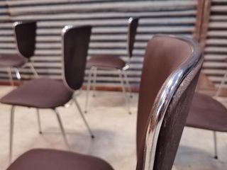 Set of 6 chairs in chrome and vinyl brand "le gal" 70