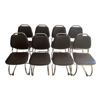 Série de 8 chaises chromées vintage 70