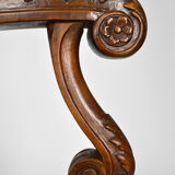 Louis XIII office armchair in leather and walnut carved around 1860