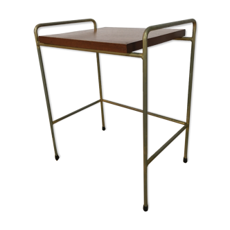 Modernist wooden and gilded metal side table