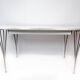 Table à manger super ellipse avec stratifié blanc par Piet Hein et Arne Jacobsen