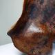 Large monoxyl bowl in dark raw olive wood from the 50s