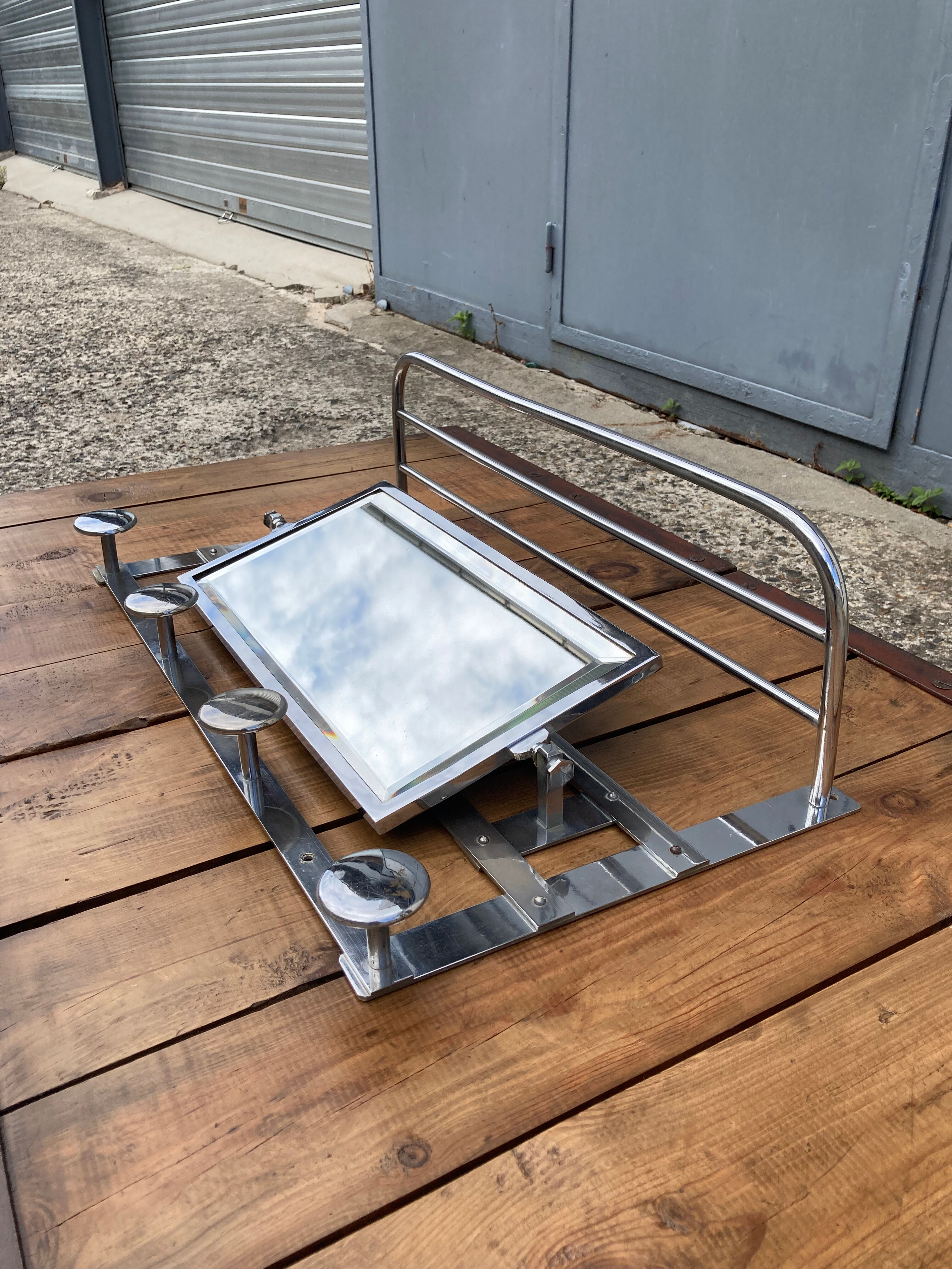 Wall coat rack / 50s chrome cloakroom