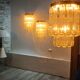 Chandelier and wall lights in Murano glass by Venini 1970s
